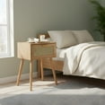 thumbnail image 1 of Mid-Century Modern Nightstand with Rattan Drawer - Bedroom Side Table, 1 of 7