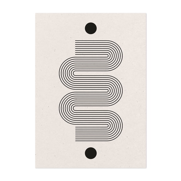 Mid Century Modern Objects No.1 - Mixed Media Geometric Minimalist Line Art Abstract Pattern Modern Art Black and White Unframed Wall Art Print 4 x 6 inches