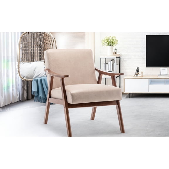 Mid - Century Modern Office Chair | Comfortable Workspace Solution | Natural Wood and Soft Cushions | No Wobbling for Focused Work
