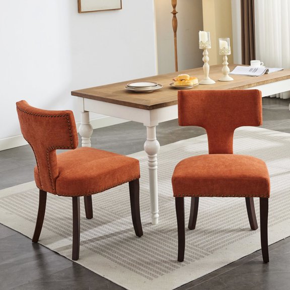 Mid Century Modern Orange Chairs Set / Warm Ambiance for Dining Areas