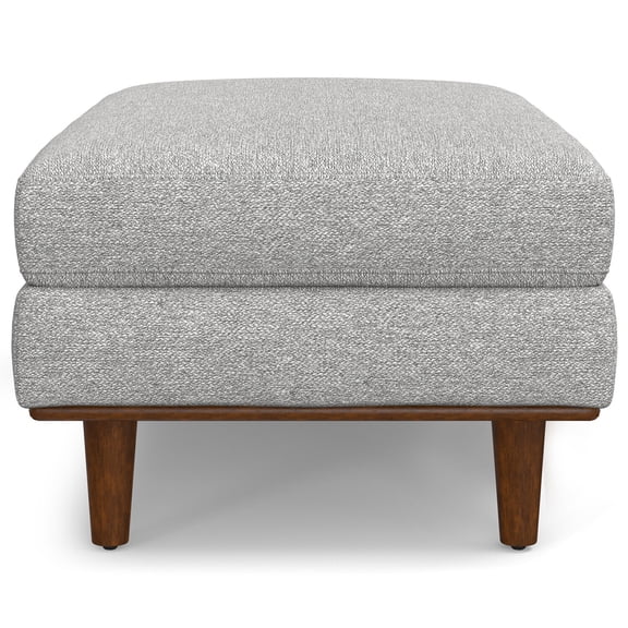 Mid-Century Modern Ottoman - 48" Wide Living Room Footrest in Mist Grey