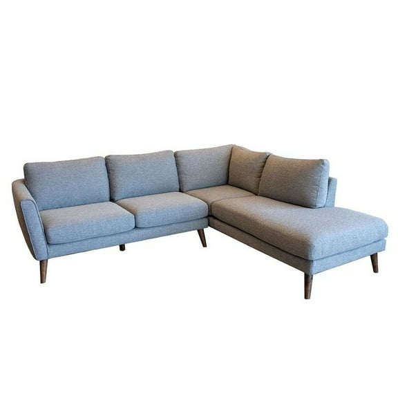 Mid-Century Modern Paisley Light Gray Sectional Sofa (Right Chaise)