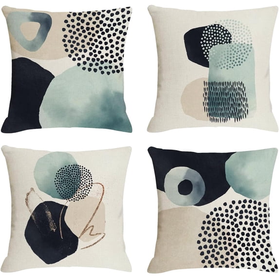 Mid Century Modern Pillow Covers Set of 4 Abstract Art Geometric Color Block Throw Pillow Covers for Aesthetic Minimalist Couch Home Decor Timeless Design for Any Space