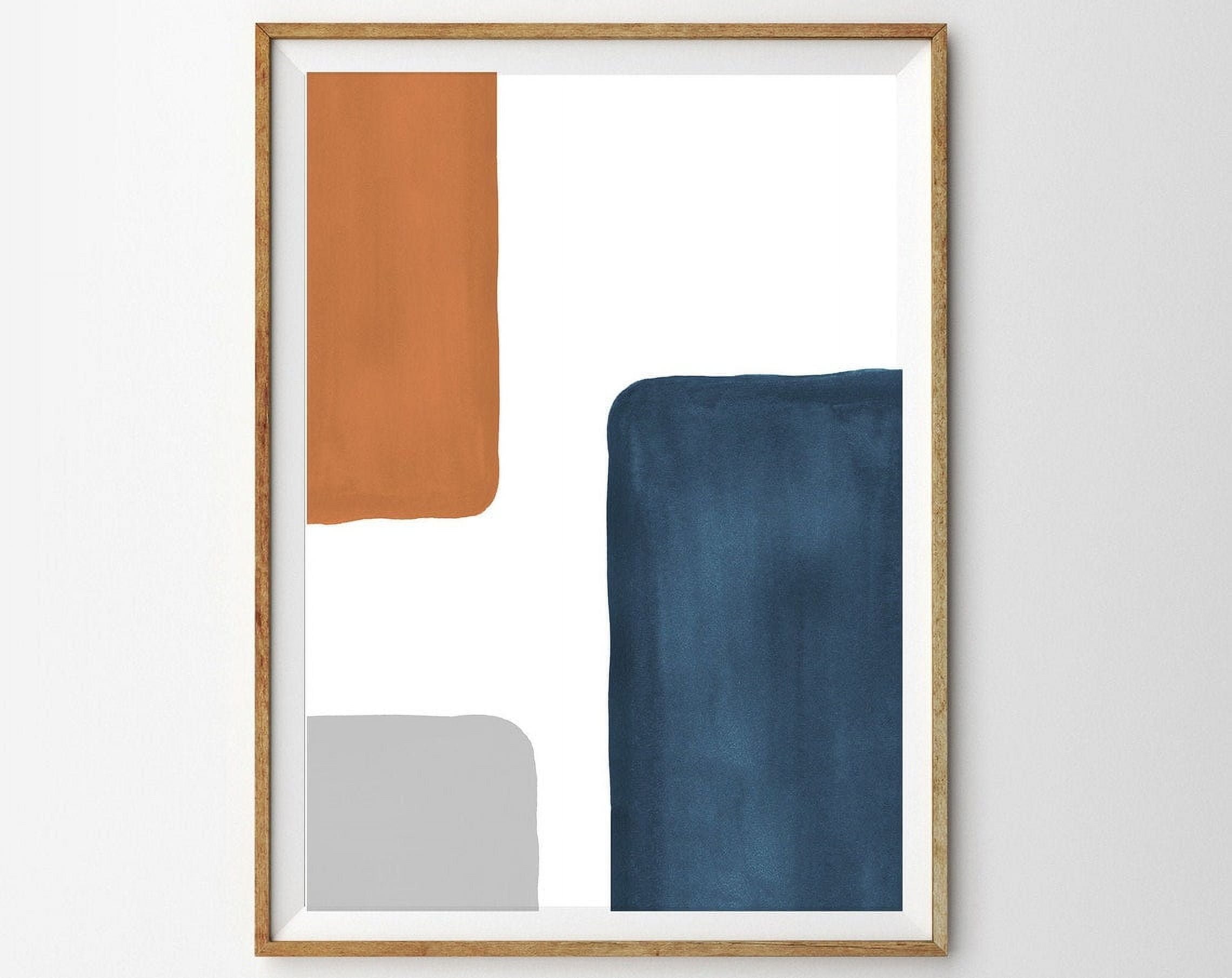Mid Century Modern Print Abstract Wall Art Prints Terracotta Indigo ...