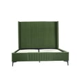 thumbnail image 1 of Mid-Century Modern Queen Bed Frame with Velvet Upholstered Headboard in Moss Green, Elegant Platform Bed with Wood Slat Support, 1 of 10