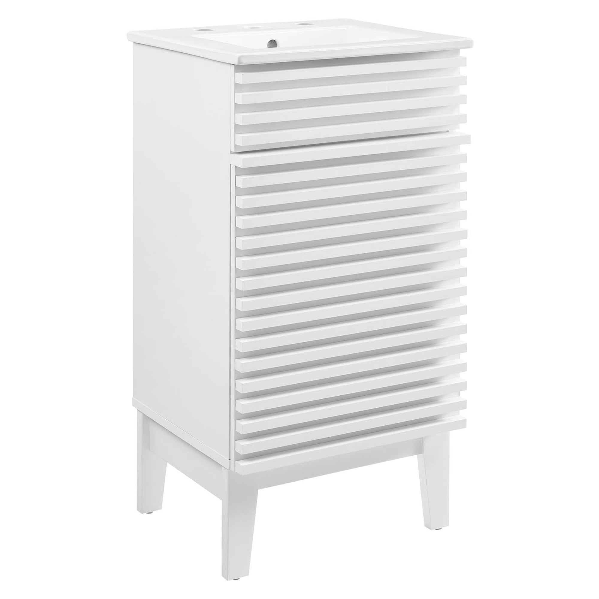 White 24" Freestanding Mid-Century Modern Bathroom Vanity