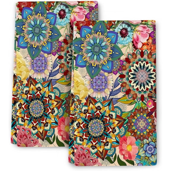 Mid Century Modern Retro Kitchen Towels Decorative Set of 2, Soft Absorbent Dish Towels for Drying Dishes, Colorful Hand Towel Tea Towel for Kitchen Bathroom Farmhouse Home Decor