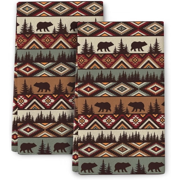 Mid Century Modern Retro Kitchen Towels Decorative Set of 2, Soft Absorbent Dish Towels for Drying Dishes, Colorful Hand Towel Tea Towel for Kitchen Bathroom Farmhouse Home Decor