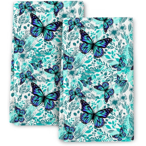 Mid Century Modern Retro Kitchen Towels Decorative Set of 2, Soft Absorbent Dish Towels for Drying Dishes, Colorful Hand Towel Tea Towel for Kitchen Bathroom Farmhouse Home Decor