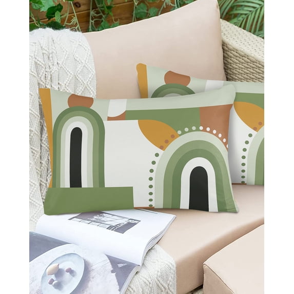 Mid Century Modern Retro Outdoor Pillow Covers Set of 2,Decorative Waterproof Throw Pillow Case,Abstract Boho Art Cotton Linen Soft Cozy Cushion Pillowcases