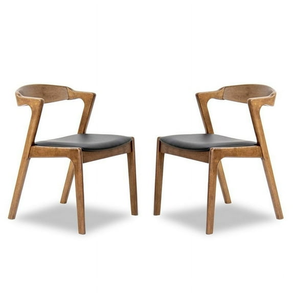 Mid Century Modern Roxy PU Black Leather Dining Chair (Set of 2)