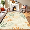 thumbnail image 1 of Mid Century Modern Rug, Boho Cute Aesthetic Daisy Abstract Tropical Leaves Modern Floral Area Rug, Foldable Low Pile Ultra-Thin Indoor Entryway Rug Accent Floor Carpet 5x7ft, 1 of 6