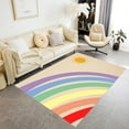thumbnail image 1 of Mid Century Modern Rug, Washable Boho Rainbow Minimalist Abstract Sun Floor Carpet, Non Slip Contemporary Thin Low Pile Classroom Rugs 3x4ft, 1 of 6