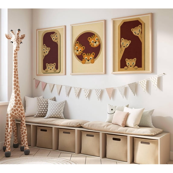 Mid Century Modern Safari Animal Wall Art Set of 5, Retro Nursery ...