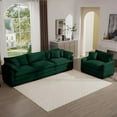 thumbnail image 1 of Modern Green Corduroy Sectional Sofa Set (3-Seater & 1-Single Seater with 2 Arm & 4 Throw Pillows), 1 of 19