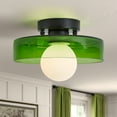 thumbnail image 1 of Mid-Century Modern Semi Flush Mount Ceiling Light, Kitchen Ceiling Light Fixture with Glass Shade,Vintage Close to Ceiling Lamp for Entryway Hallway Bathroom, 1 of 11