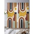 thumbnail image 1 of Mid-Century Modern Sheer Curtains 84 inches Long 2 Panels Set Geometric Abstract Brick Red Tiers Sheers Rod Pocket Small Window Short Curtains for Kitchen Cafe, Each 52" W x 84" L, 1 of 7