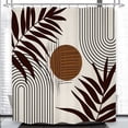 thumbnail image 1 of Mid Century Modern Shower Curtain Brown Boho Shower Curtain Abstract Leaves Shower Curtain Set 72Wx72H Minimalist Geometric Bath Curtain Aesthetic Plant Bathroom Accessories Art Home Decor, 1 of 5