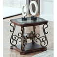 thumbnail image 1 of Mid Century Modern Side Table, 26" Glass Tabletop End Table with Serpentine Legs and Marble Paper Middle Shelf, Accent Coffee Table for Living Room, Office, 1 of 8