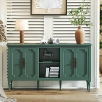 Mid Century  59''  Sideboard Buffet Cabinet with Storage with Open Shelves, Console Table, Green