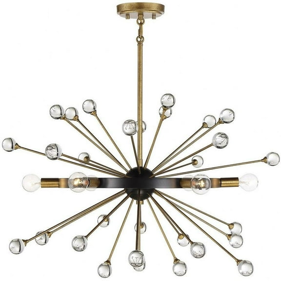 Mid Century Modern Six Light Chandelier in Como Black Gold Finish Bailey Street Home 159-Bel-4636130