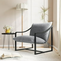 Mid-Century Modern Sling Accent Chair w/Removable Cushion, Sturdy Metal Frame for Living Room & Bedroom, Easy Assembly