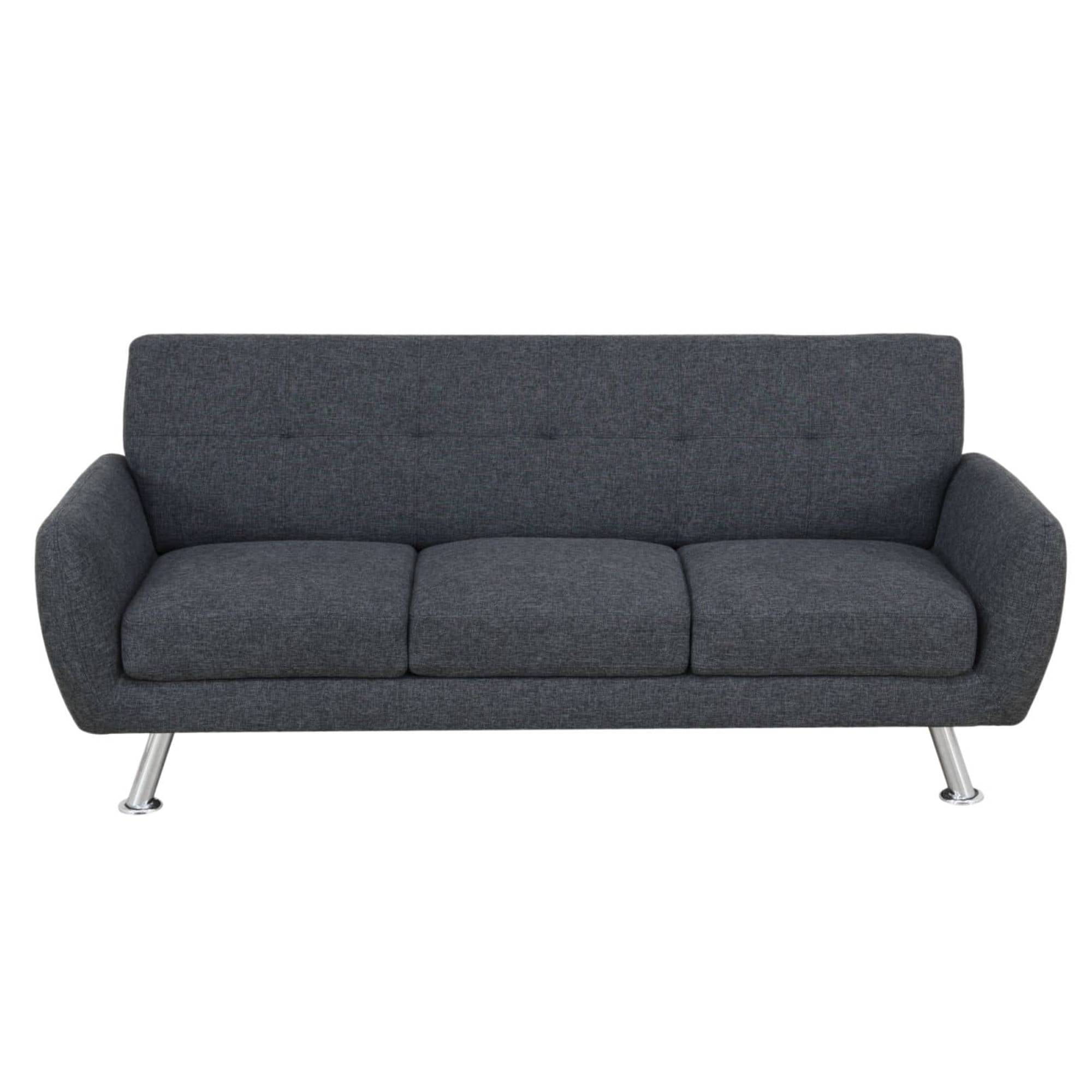 Mid Century Modern Sofa Couch 3 Seater Couches Chair with Metal Leg for Living Room Furniture, Black Grey