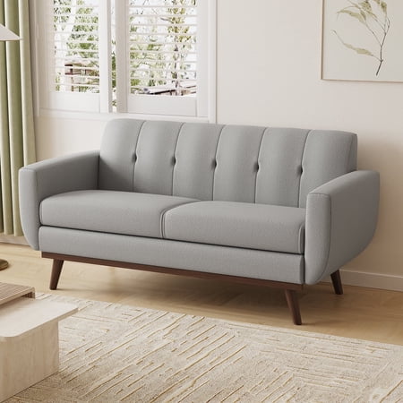 Vipbear Mid-Century Modern Sofa With Upholstered Fabric In Light
