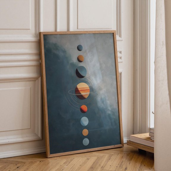 Mid Century Modern Solar System Retro Space Wall Art, Unframed Poster