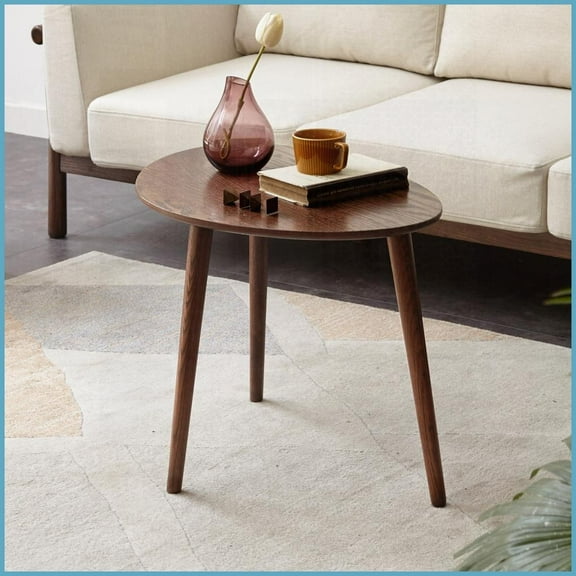 Mid-Century Modern Solid Oak Coffee Table for Small Spaces Easy Assembly, 150lbs Capacity & Non-Toxic