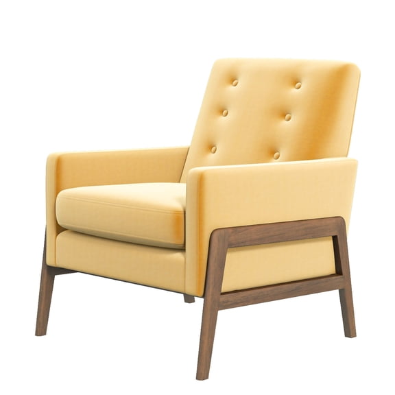 Mid - Century Modern Solid Wood Lounge Chair with Foam Cushion / Enhances Home Decor