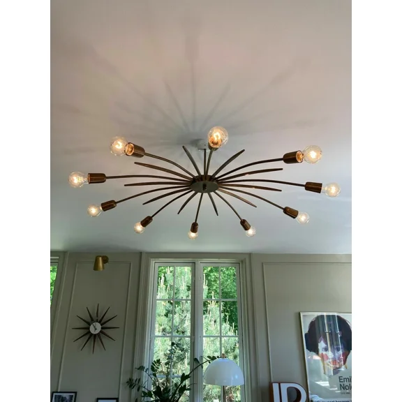 Mid Century Modern Sputnik Chandeliers Starburst Stilnovo Ceiling Lamps 10 Arms