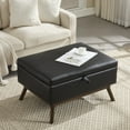 thumbnail image 1 of Mid-Century Modern Square Coffee Table Storage Bench, Ottoman, High Density Foam, Storage Compartment, Safety Hinge, for Living Room, Entryway, Family Room, Bedroom, Dining Room, Black, 1 of 9