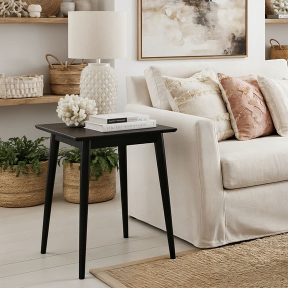 Mid-Century Modern Square Side Table (20in x 20in / 510mm x 510mm), Black