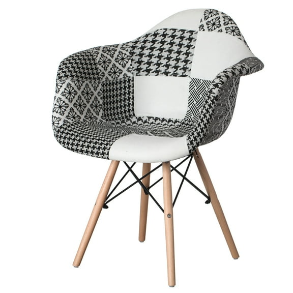Mid-Century Modern Style Fabric Lined Armchair with Beech Wooden Legs