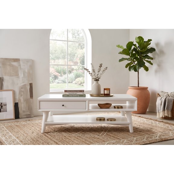 Mid Century Modern Style White Coffee Table
