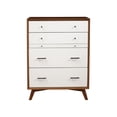 thumbnail image 1 of Mid-Century Modern Style Wooden Chest With Four Drawers, Brown and White, 1 of 1