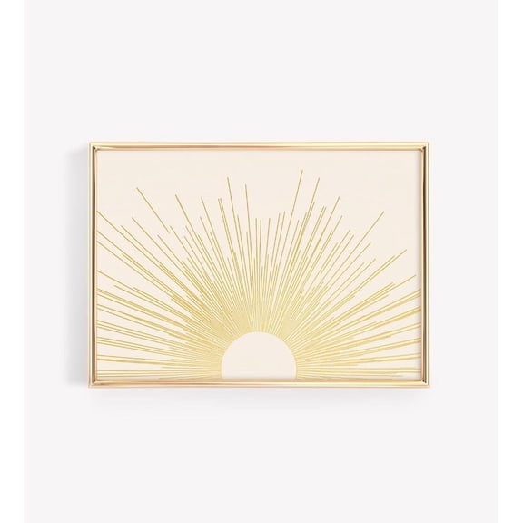 Mid Century Modern Sun Wall Art, Boho Abstract Sunshine Poster, Horizontal Sun Poster, Orange Sunrise Nursery Decor, Sunset Art, 8x12 UNFRAMED