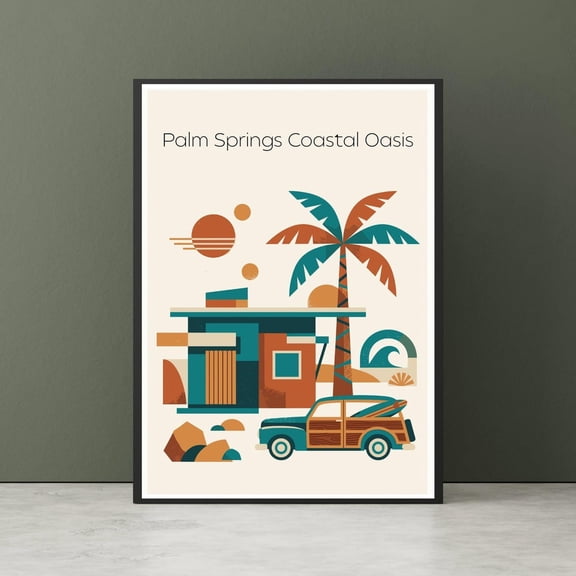 Mid Century Modern Surf Retro Palm Springs Geometric Beach House Wall Decor Unframed Paper Print