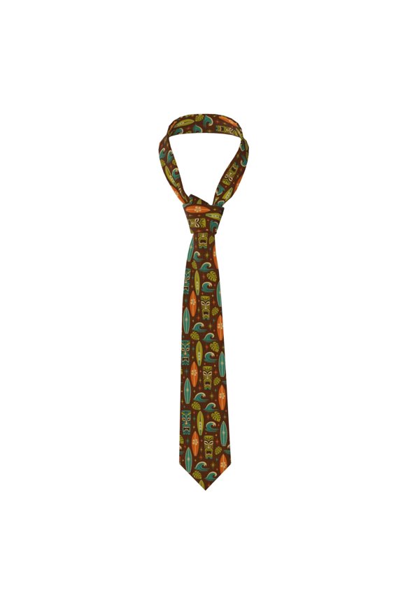 Mid-Century Modern Surf & Tiki Pattern Men's Neck Tie Casual Necktie Formal Business Wedding Party