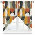 thumbnail image 1 of Mid-Century Modern Swag Valances for Windows 2 Pack Abstract Geometric Semicircle Green Swag Kitchen Curtains 36 Inches Long Rod Pocket Short Window Treatment for Kitchen Bathroom 28"x36", 1 of 8