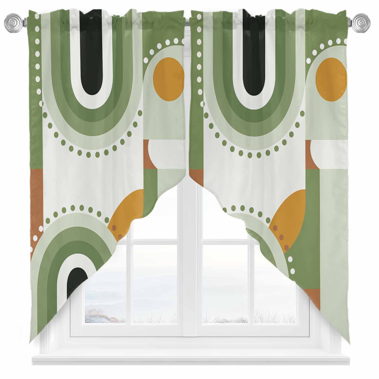 Mid-Century Modern Swag Valances for Windows 2 Pack Art Geometric ...