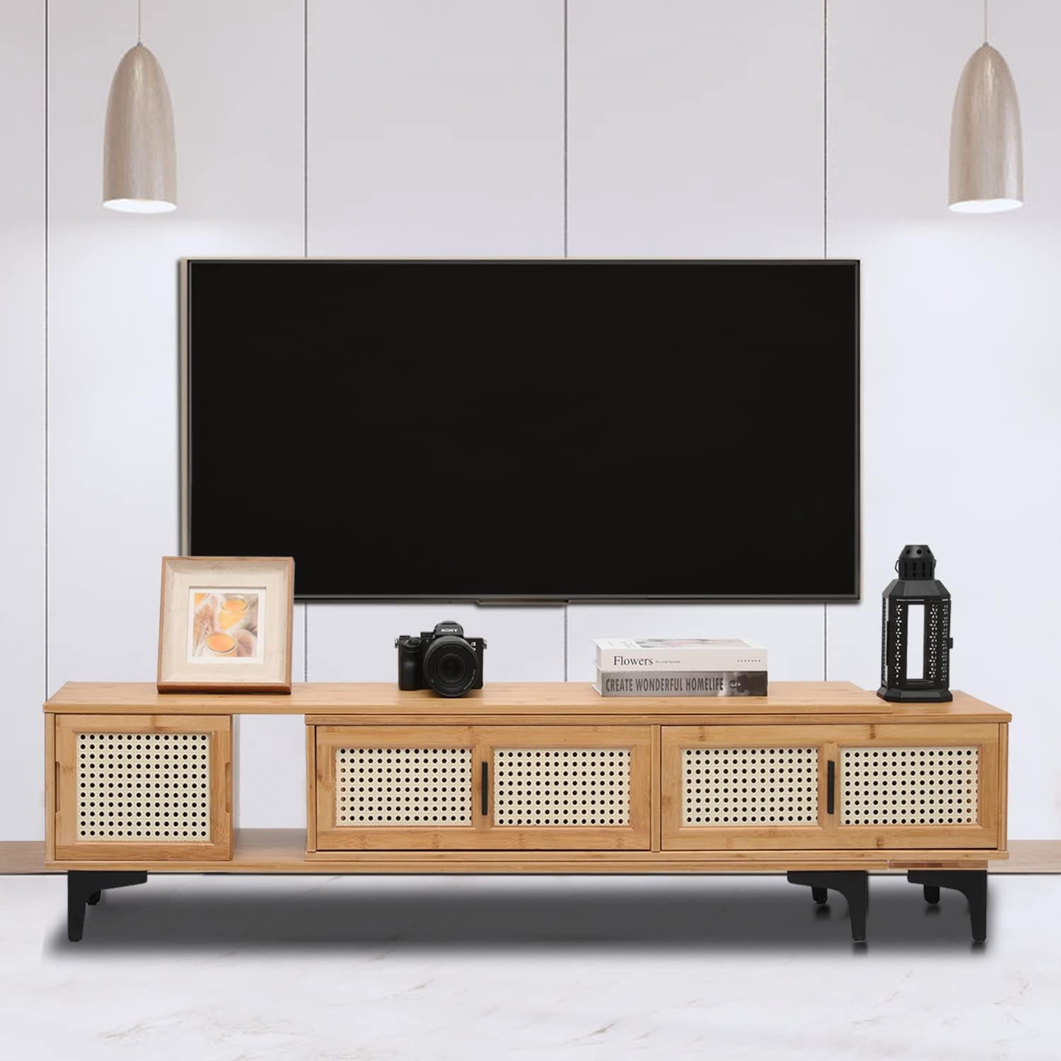Mid Century Modern TV Stand for 55/60/65 inch TV, Farmhouse TV Stand ...