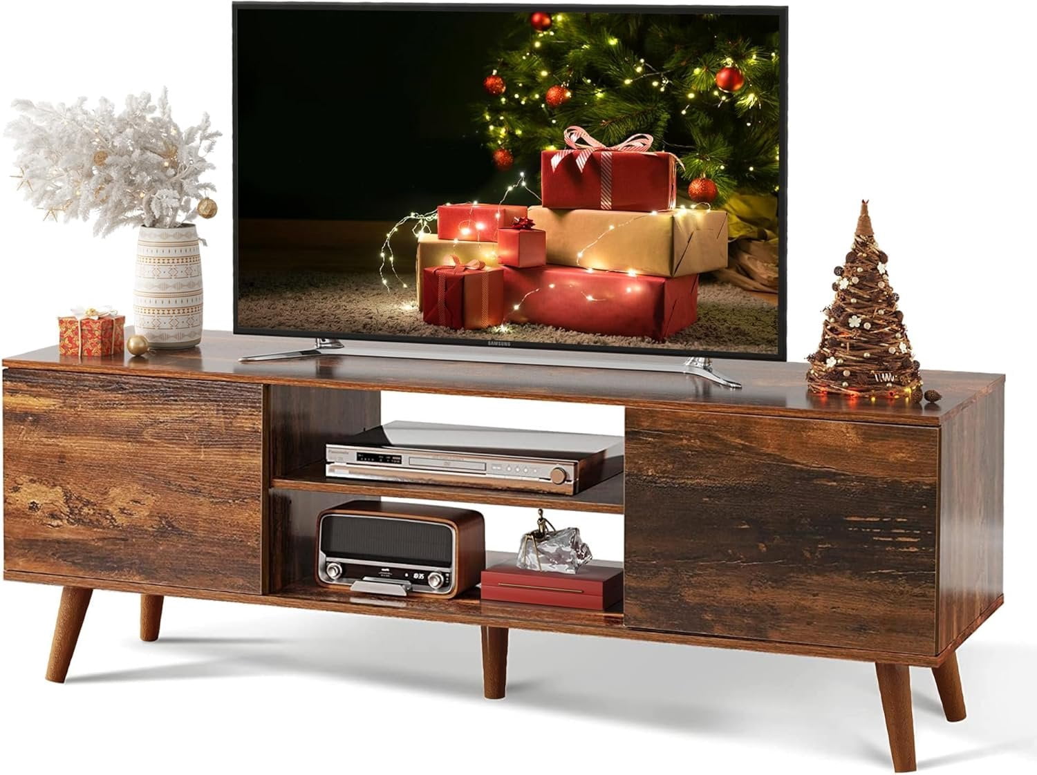 Mid-Century Modern TV Stand for 55/60 Inch TV, Entertainment Center ...