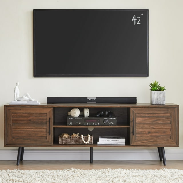 Mid Century Modern TV Stand 65 inch TV, Entertainment Center with Storage and Open Shelf