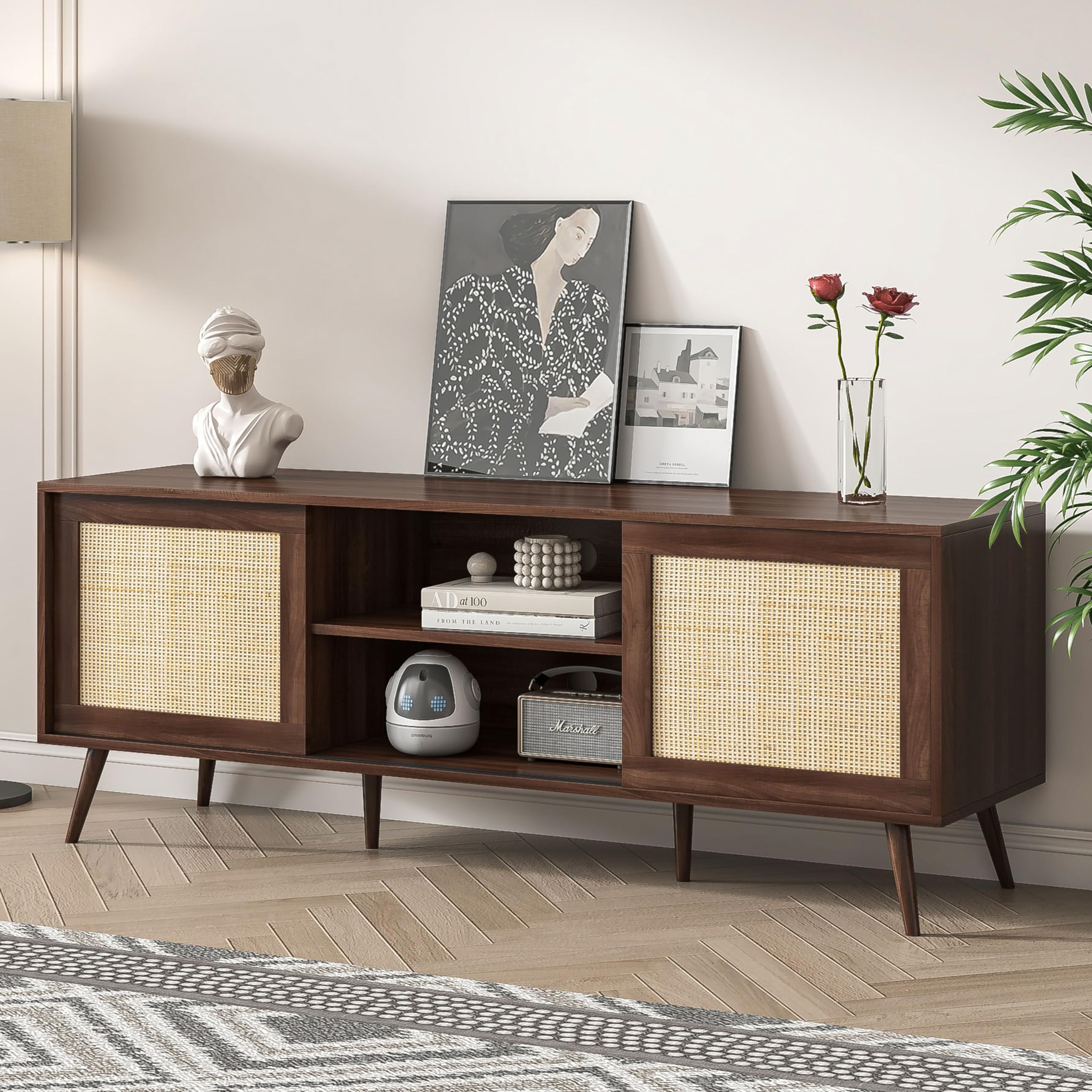 Nathan James Dylan Media Console Cabinet TV Stand with Hidden Storage ...