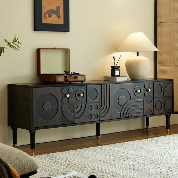 Siu Want Mid-Century Modern TV Stand with 4 Cabinets, 70.87 Inches Wide