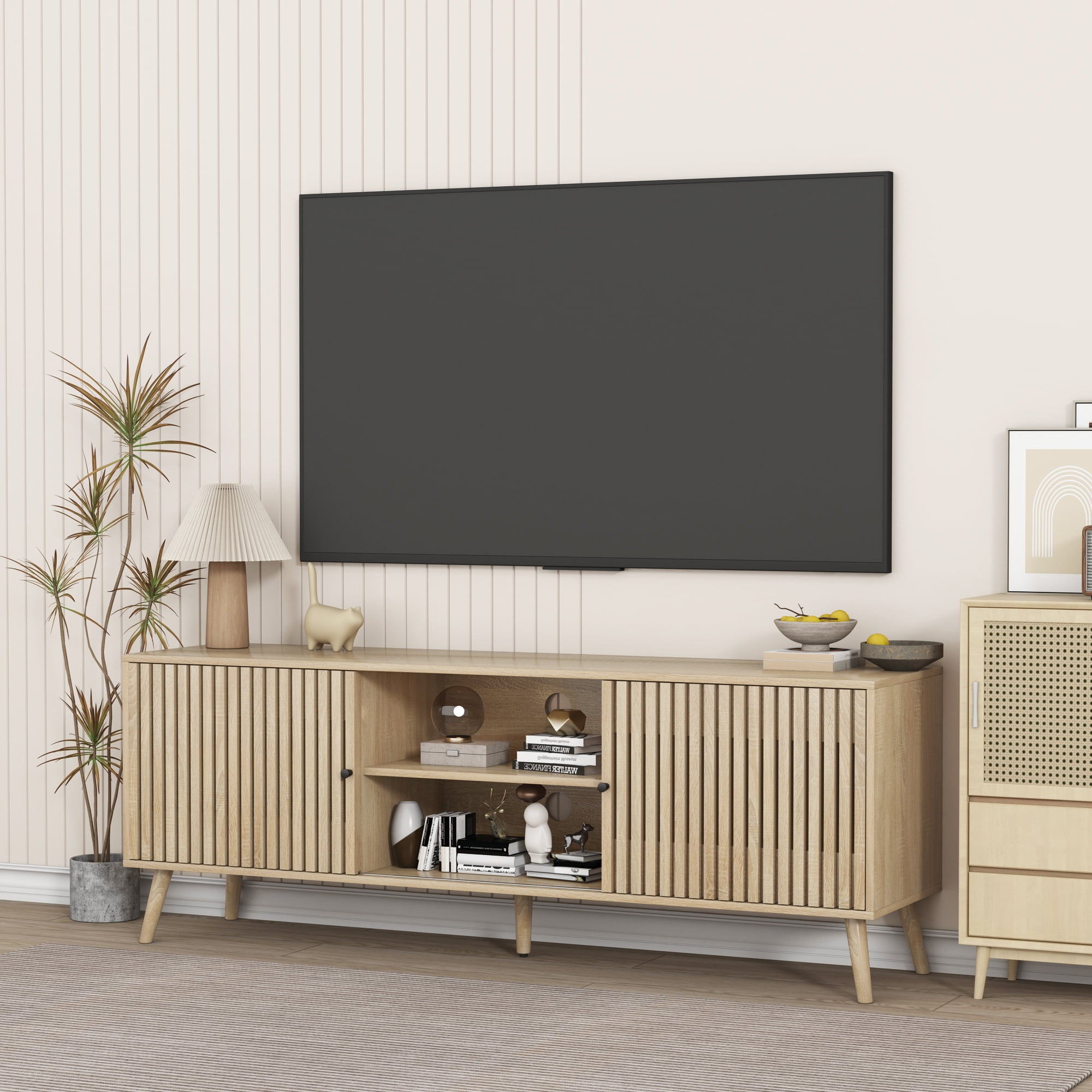 Mid Century Modern TV Stand for Televisions up to 70 Inches, with