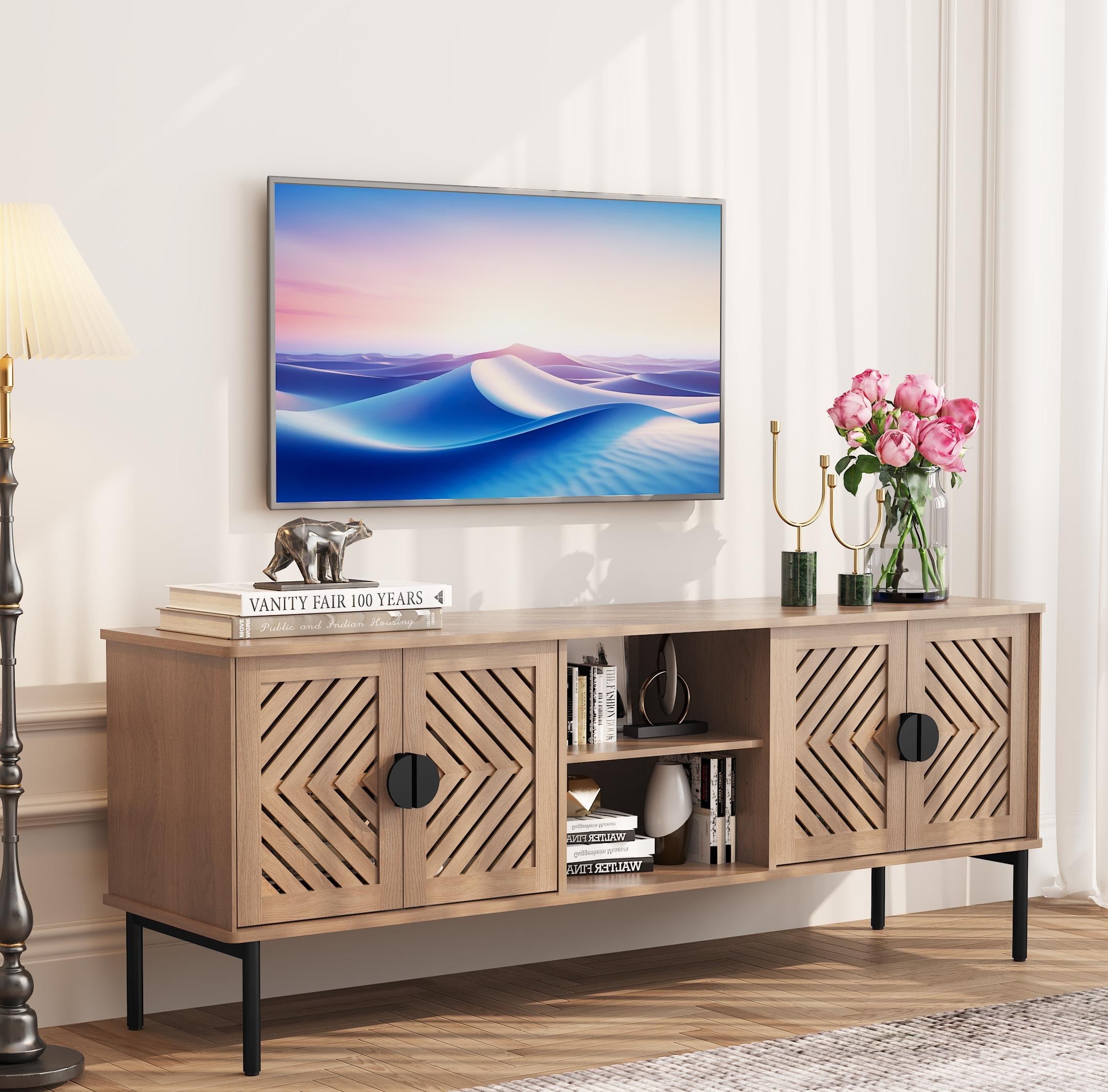 Mid Century Modern 63" TV Stand for 75 inch TV with Storage, Entertainment Center for Living Room, Walnut