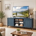 thumbnail image 1 of Mid Century Modern TV Stand for TVs up to 65 Inch, Entertainment Center with 2 Door & Open Shelf for Living Room, Bedroom,Turquoise, 1 of 8